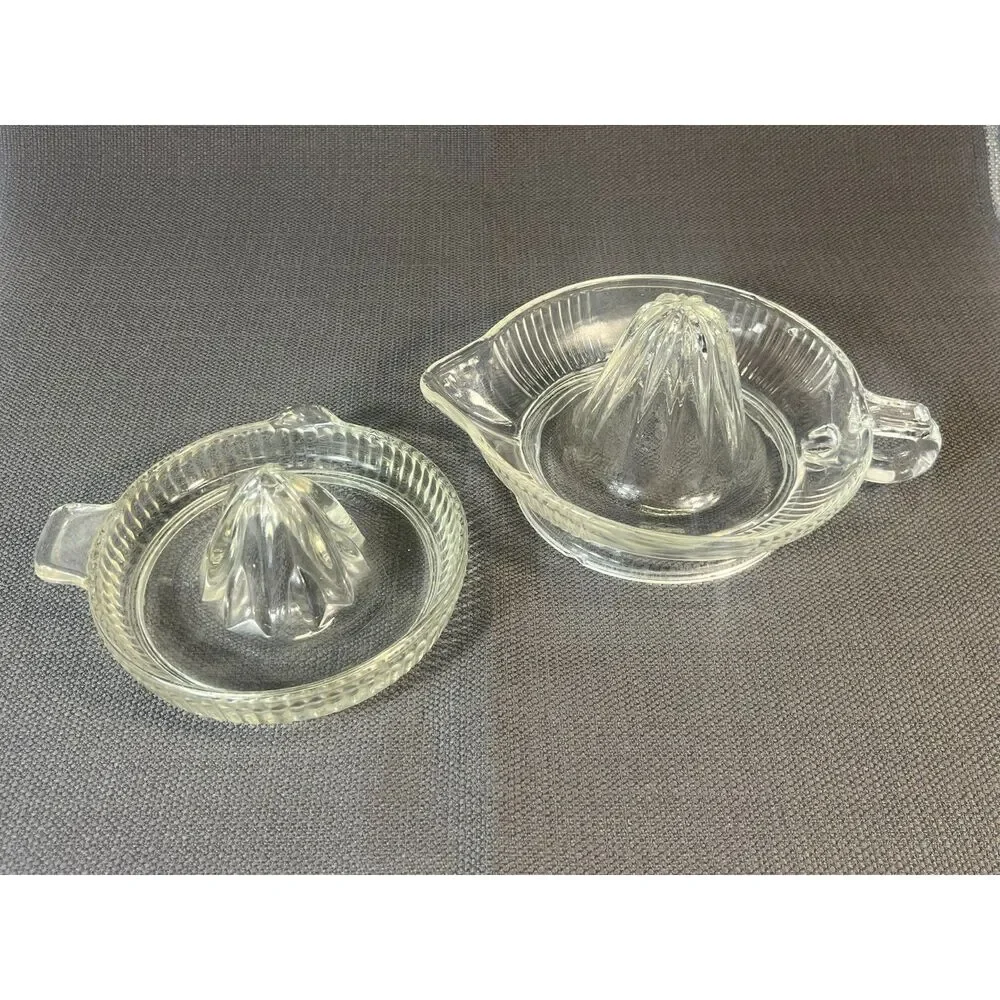 Pair of Vintage Glass Citrus Juicer/Reamers Med & Large w/ Handle